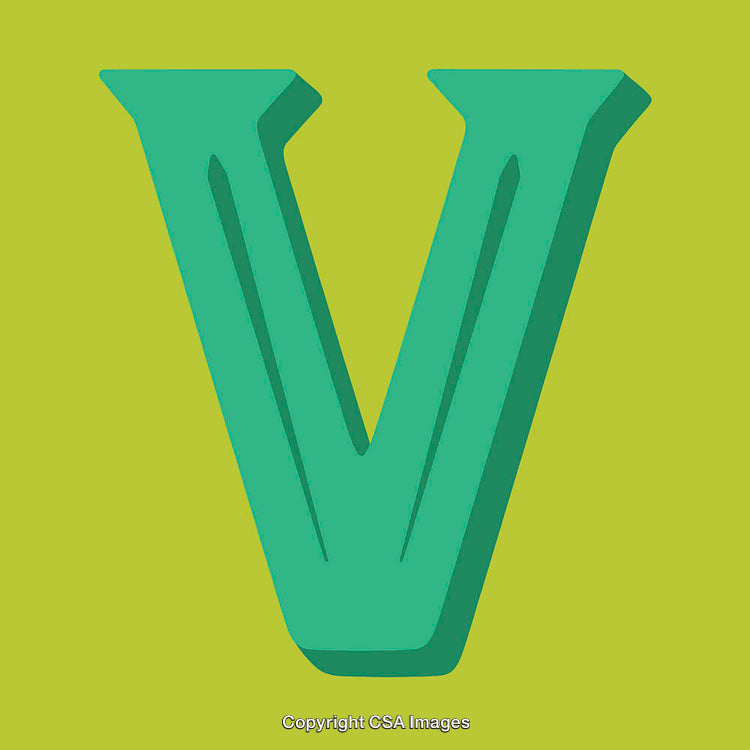 Stylized Green Letter V on a Vibrant Yellow Background