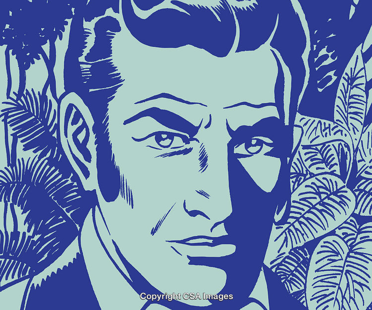 Retro Style Illustration of a Man With Botanical Elements