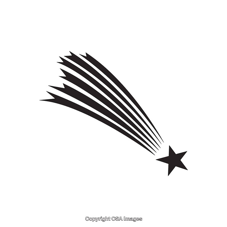 Black and White Shooting Star Minimalist Illustration with Dynamic Tail