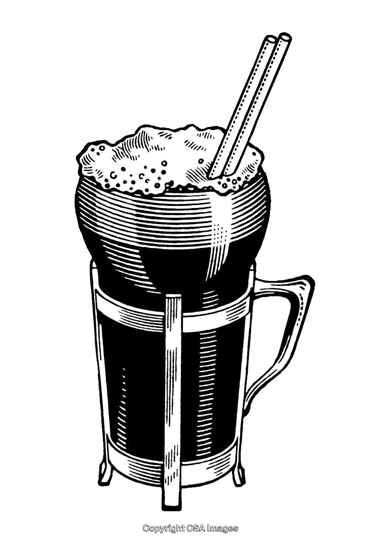 Vintage Engraved Illustration of a Beverage in a Handled Glass