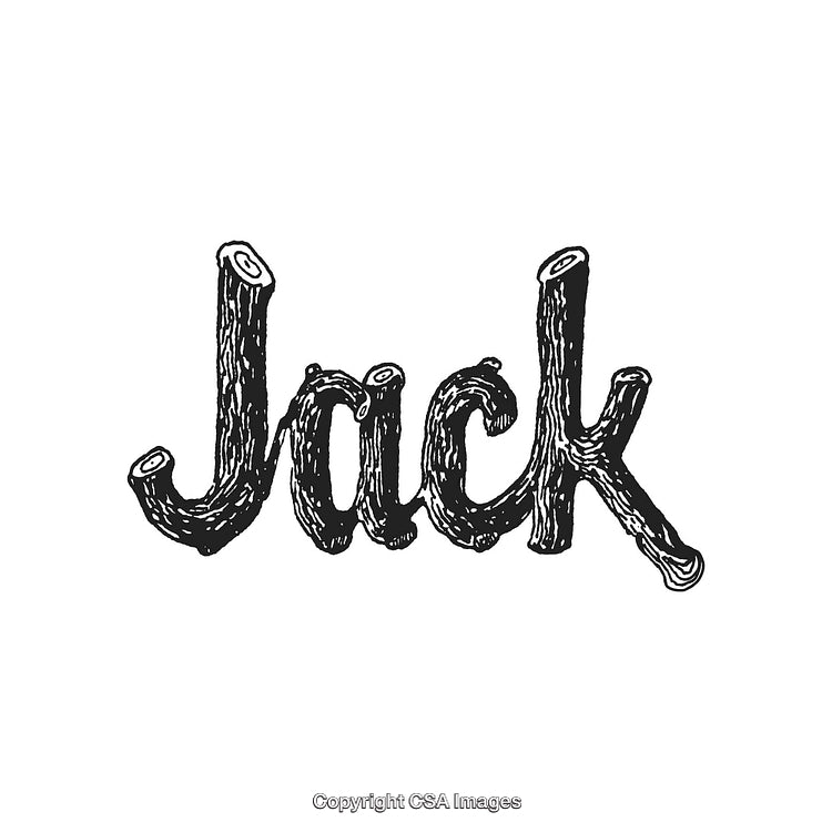 Hand-Drawn "Jack" Text With Wooden Log Letter Style