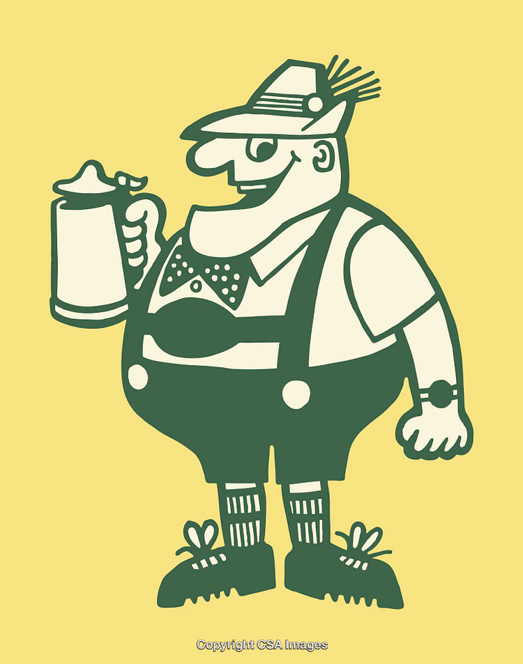 Colorful Cartoon Illustration of Oktoberfest Character Enjoying Beer