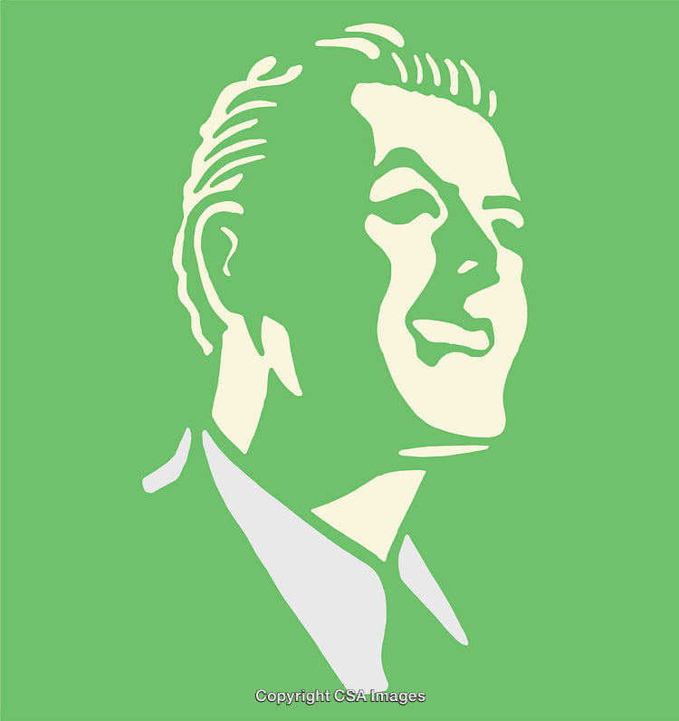 Bold Green Line Art Illustration Featuring a Smiling Portrait