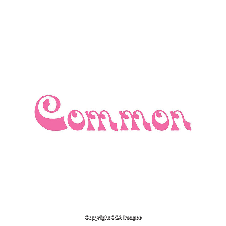 Stylized Pink Text Design Reading 'Common' on White Background