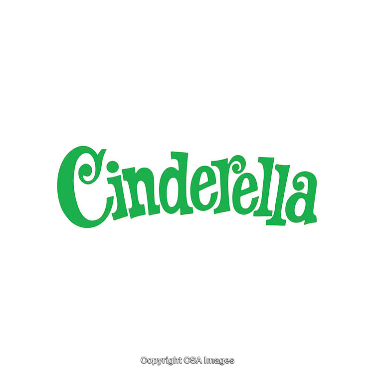 Green Text Design Featuring the Word Cinderella on a White Background