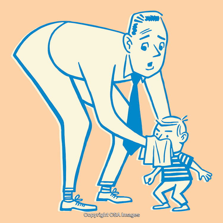 Illustration of a Father Caring for His Child with a Gentle Gesture