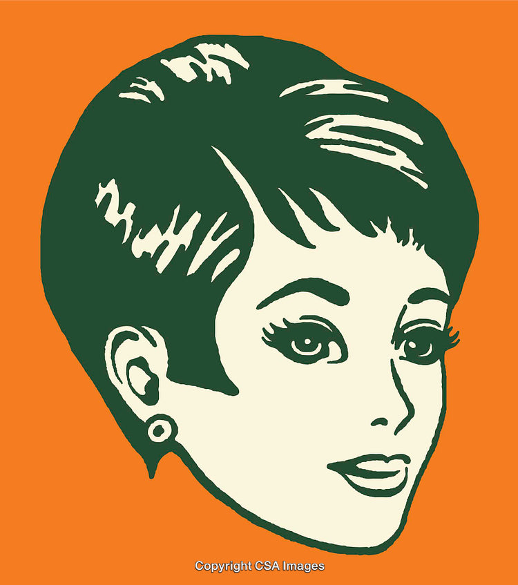 Vintage Style Illustration of a Woman in Minimalistic Color Art Style