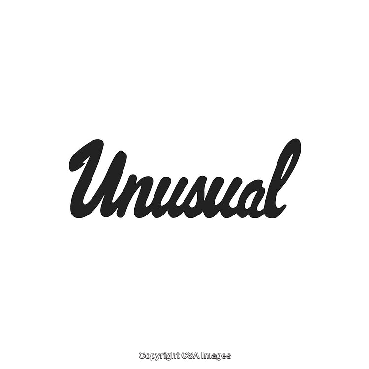 Stylish Black Script Typography Word Unusual on White Background