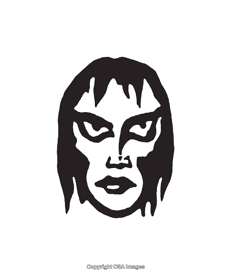 Black And White Illustration of a Dramatic Stylized Human Face