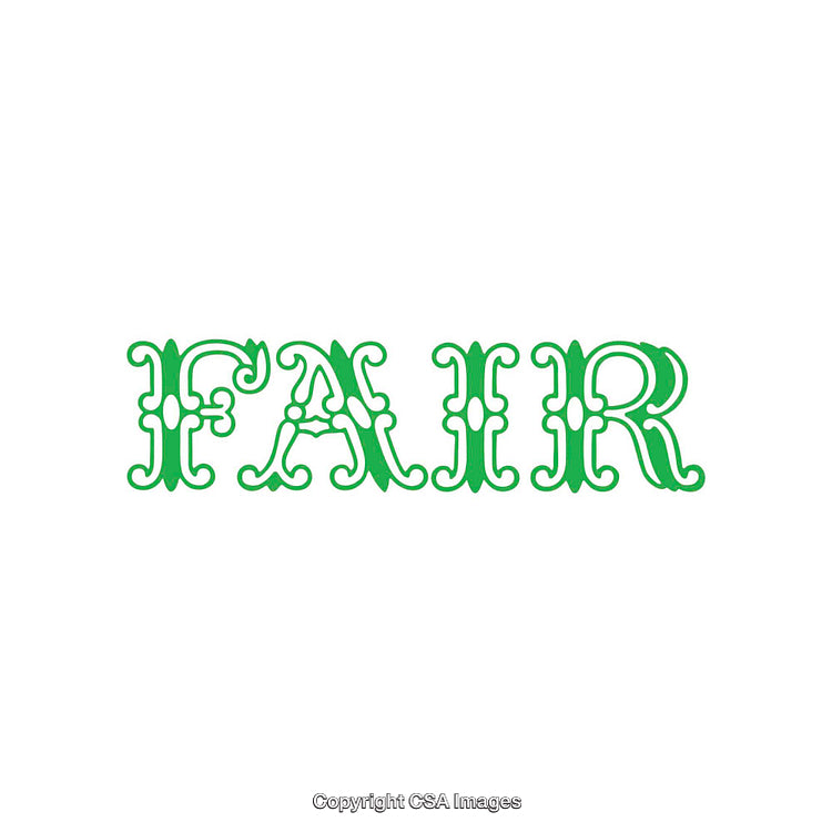 Stylized Green Typography Artwork with the Word "Fair" on White Background