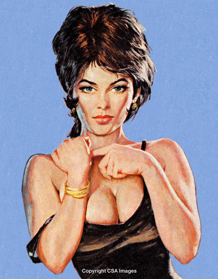 Retro Illustration of a Confident Woman in a Classic Style Portrait