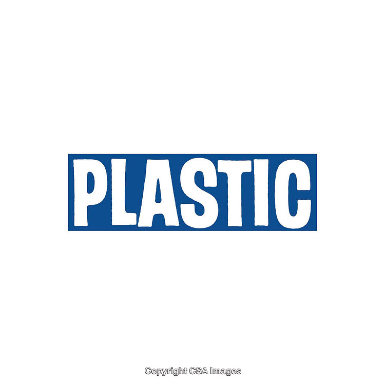 Blue and White 'Plastic' Text on a Plain Background