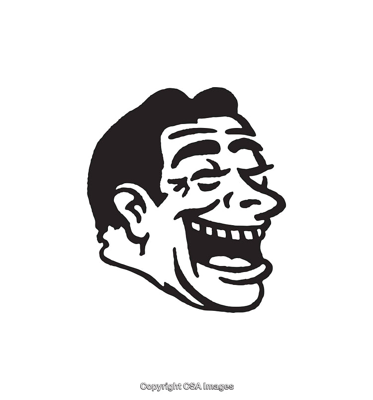 Black and White Cartoon Style Smiling Face Line Art Illustration