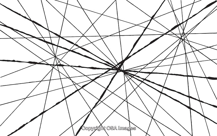 Abstract Black and White Intersecting Lines on White Background