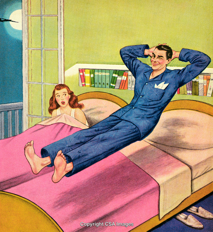 Surprised Couple in a Quirky Emotional Vintage Illustration Scene