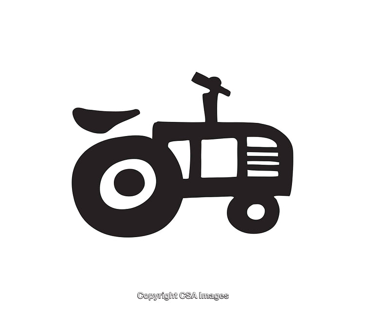 Black And White Line Art Illustration of a Tractor Design