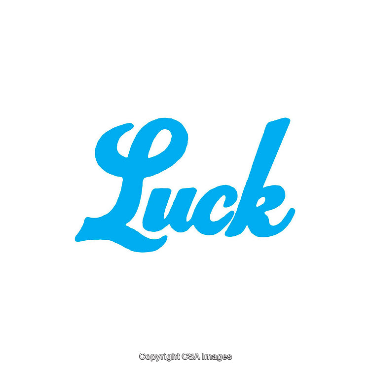 Blue Calligraphy Style Word 'Luck' on White Background