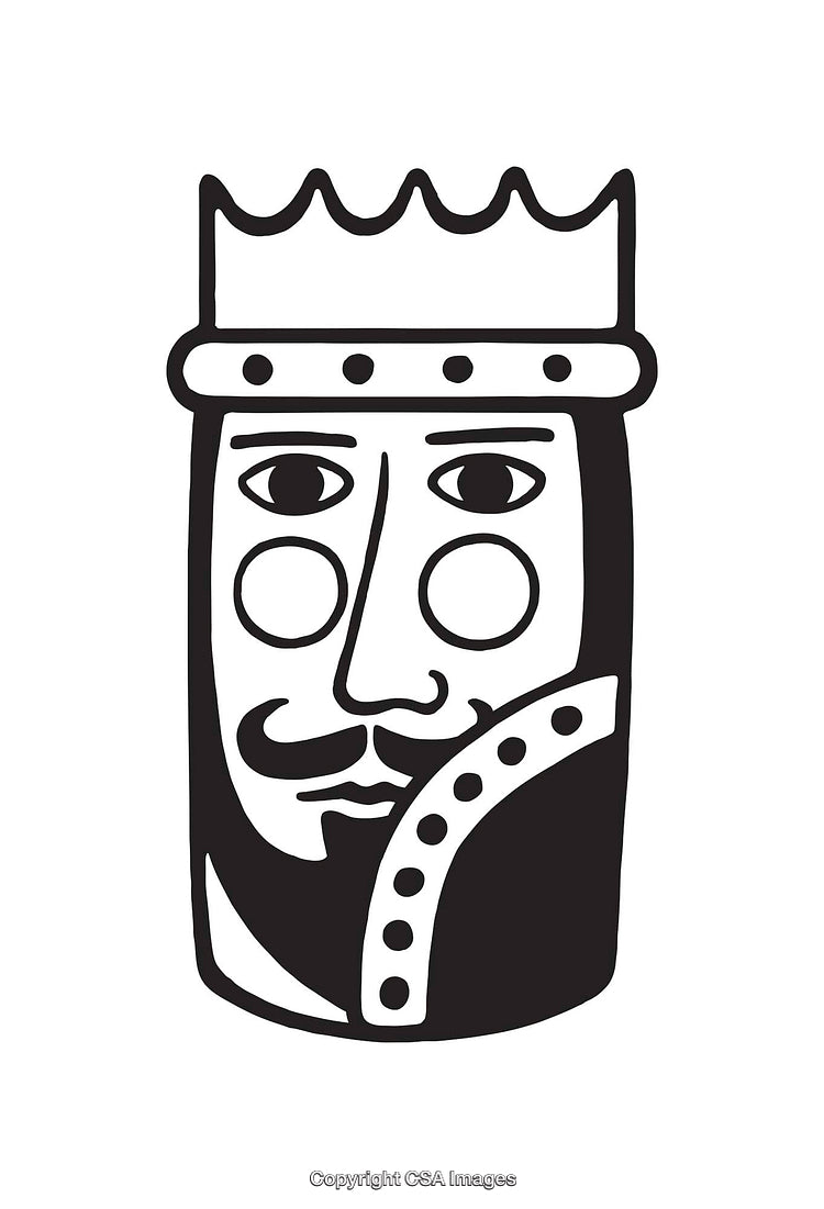 Black and White Line Art of a King Chess Piece Illustration