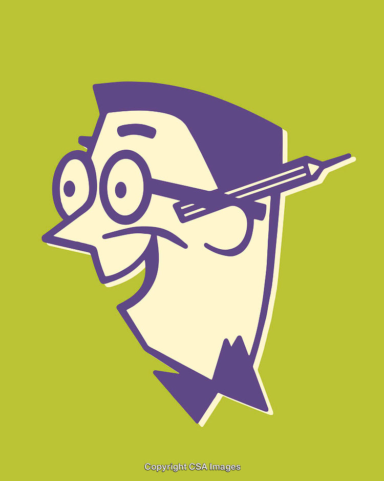 Colorful Line Art Portrait of a Cartoon Character with Glasses