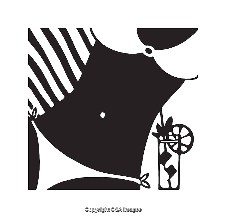 Black and White Line Art of Summer Relaxation Illustration