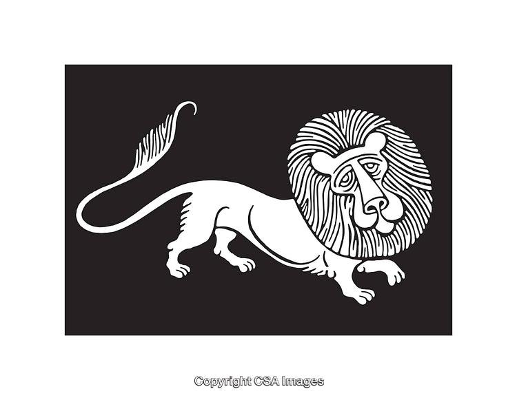 Stylized Black and White Illustration of an Artistic Lion Design
