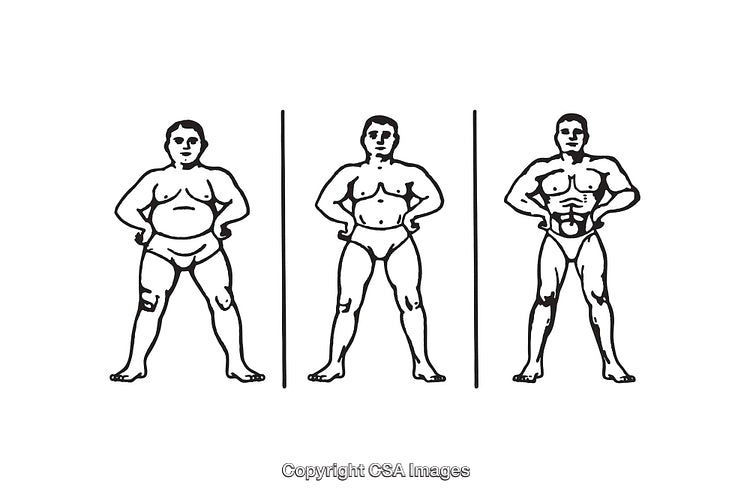 Stages of Fitness Progress Depicted in Line Art Illustration
