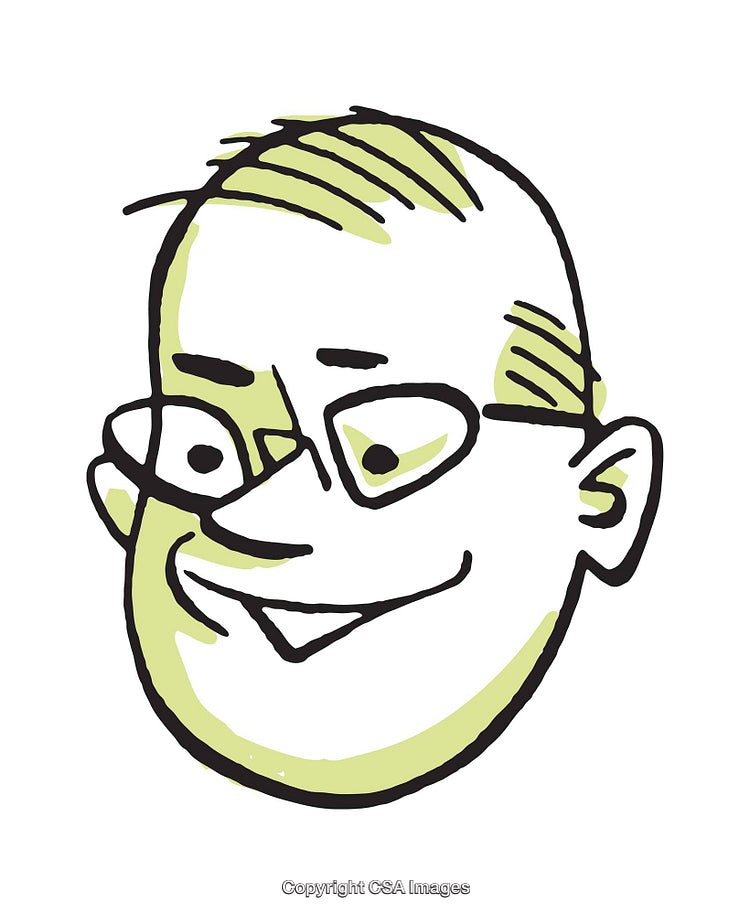 Whimsical Hand-Drawn Illustration Of A Smiling Face With Glasses And Green Details
