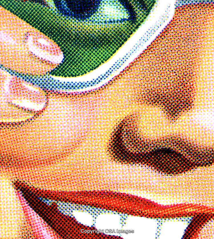 Halftone Illustration of a Smiling Face With Stylized Pop Art Features