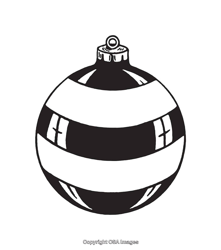 Black And White Line Art Christmas Ornament Illustration