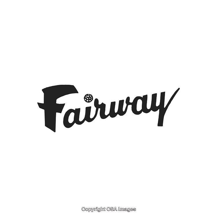 Stylized Fairway Logo with Golf-Inspired Design Elements on White Background