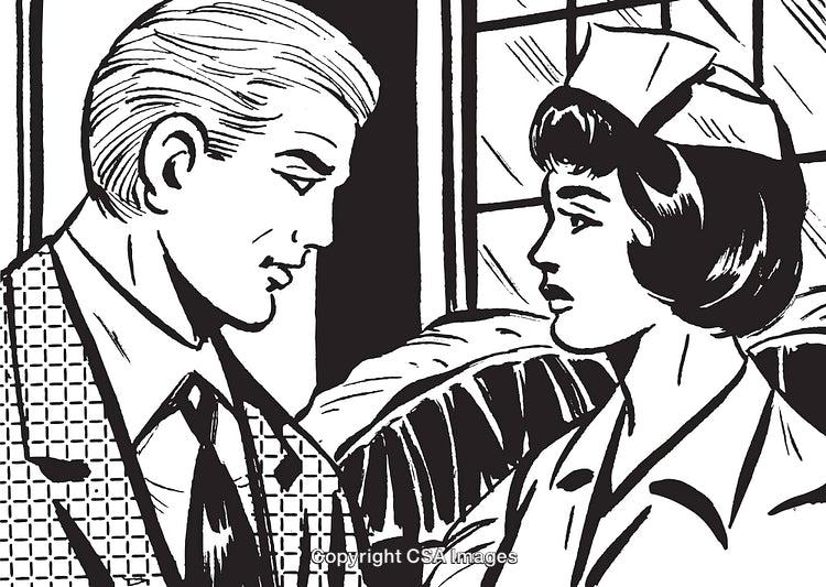 Vintage Comic Style Depiction of a Couple Sharing an Emotional Moment