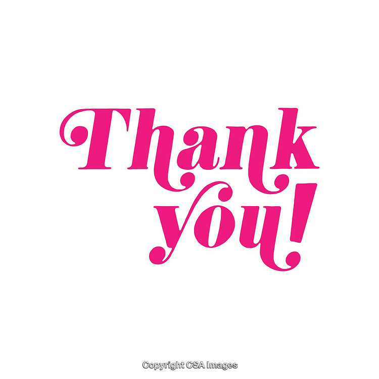 Thank You Illustration in Vibrant Pink Text on a White Background