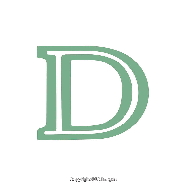Stylized Letter D in Serif Font with Pastel Green Shade