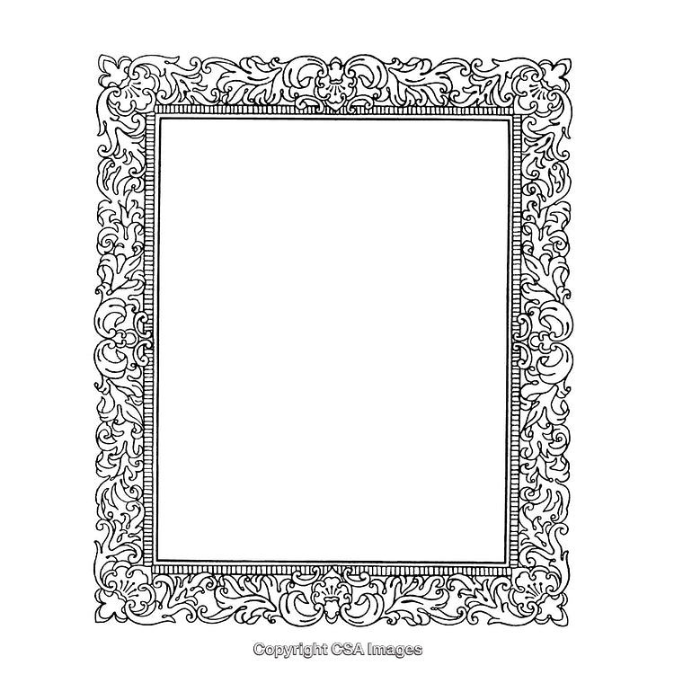 Ornate Black and White Baroque Style Frame With Intricate Decorative Details