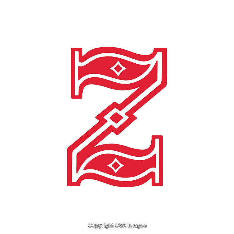 Elegant Red Decorative Letter Z with Intricate Swirling Patterns
