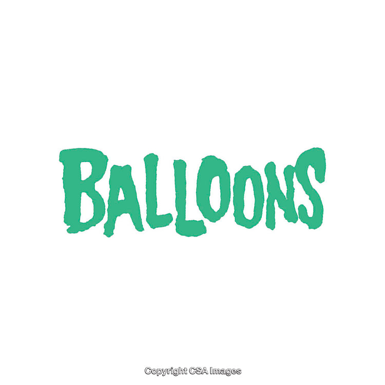 Playful Green Balloons Text on White Background