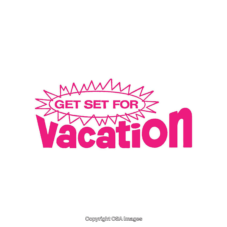 Pink Themed Get Ready for Vacation Illustrated Text