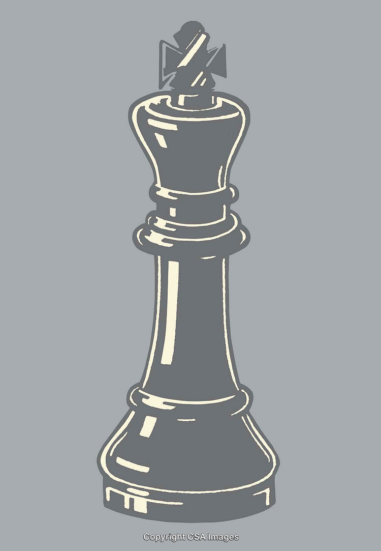 Stylized Chess King Piece in Minimal Line Art Illustration