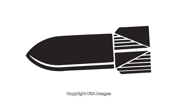 Black and White Icon of a Simplified Bomb Silhouette