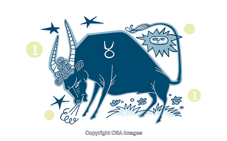 Artistic Illustration of a Taurus Zodiac Bull with Decorative Elements