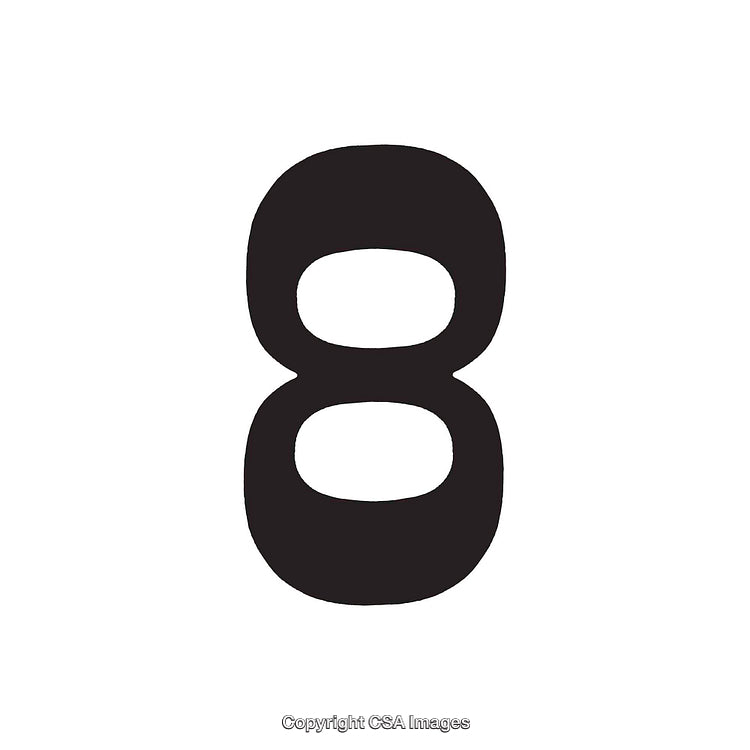 Bold Black Number Eight Symbol Isolated on a White Background