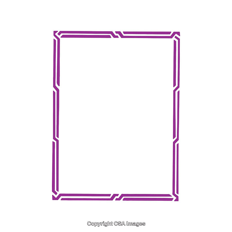 Geometric Purple Frame Design on Solid White Background