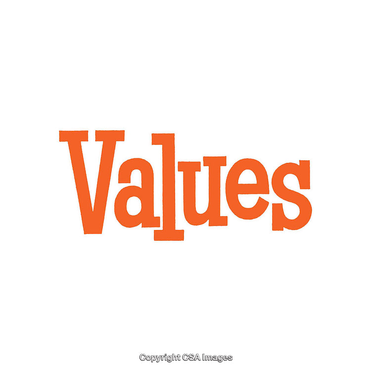 Bold Orange Typography Featuring the Word 'Values' on a White Background