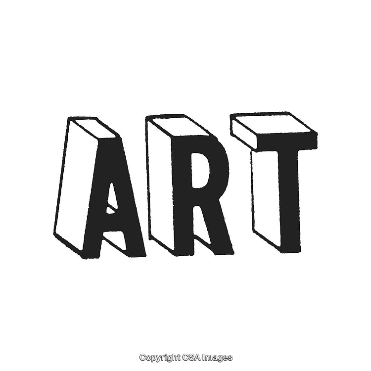 Bold Black and White Illustration Reading 'Art' in 3D Style