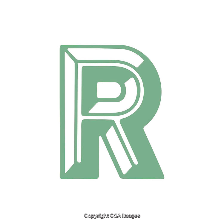 Green Decorative Letter R in Stylish 3D Typeface Design