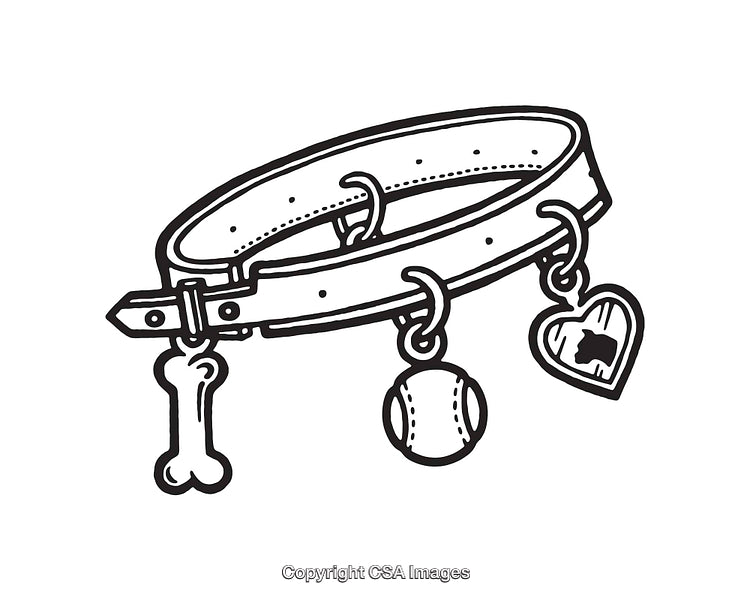 Line Art Illustration of a Dog Collar with Charming Accessories