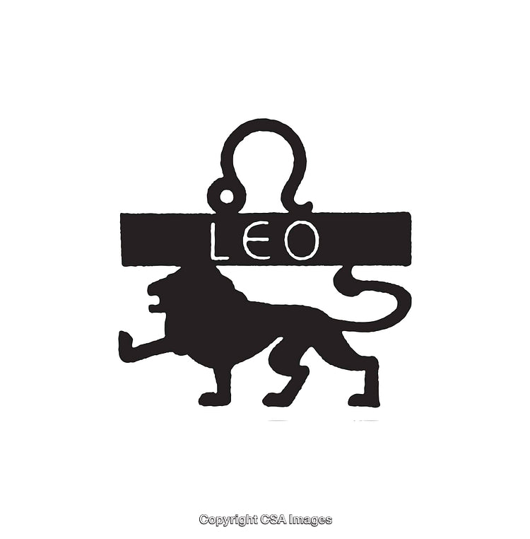 Leo Zodiac Symbol in Black and White Lion Line Art Illustration