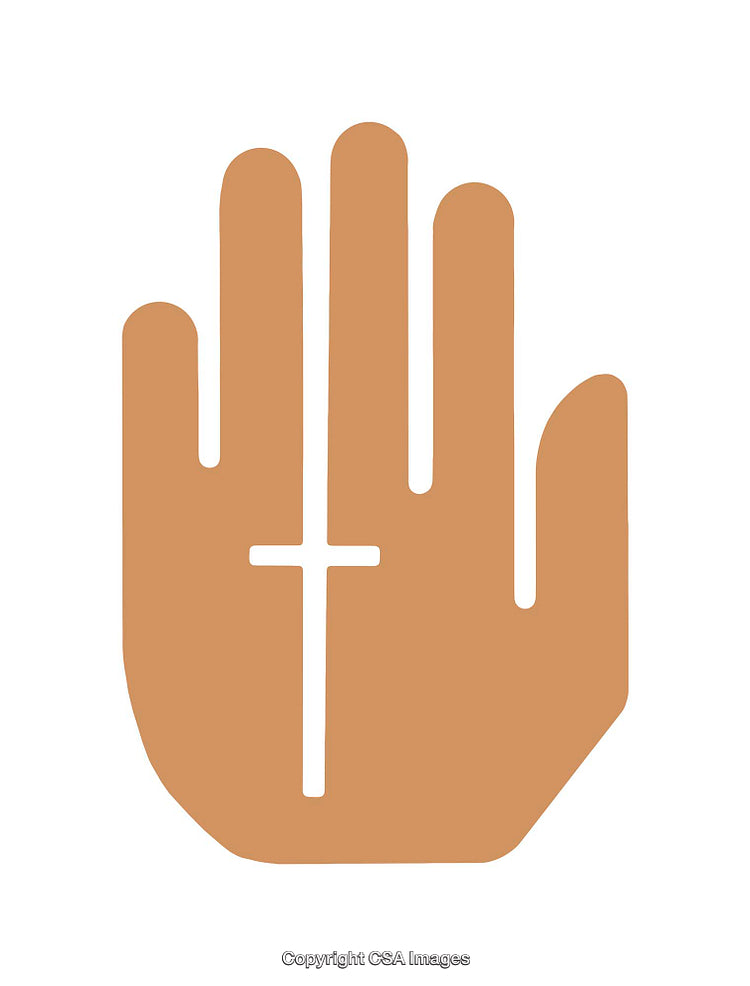 Hand Symbol With Cross Icon Representing Faith and Spiritual Guidance