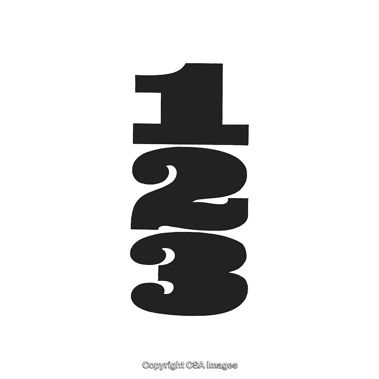 Bold Geometric Typography Featuring Numbers One Two Three in Vertical Layout