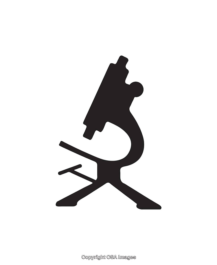 Simple Black and White Microscope Icon in Minimalist Style